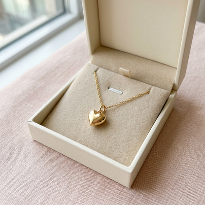 Heart necklace in unbranded ivory box