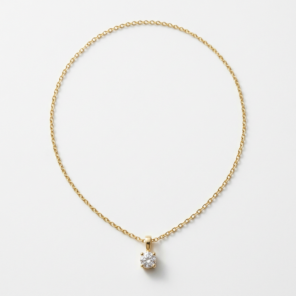 Solitaire sparkle pendant necklace on white