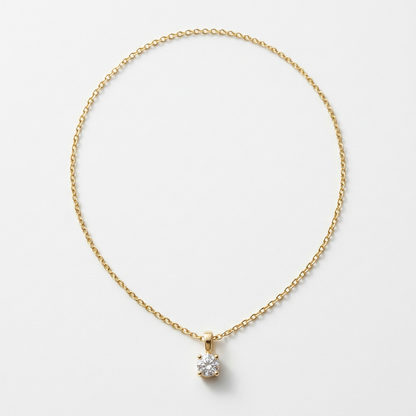 Solitaire sparkle pendant necklace on white