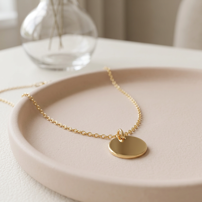Disc necklace in pale blush vanity setting